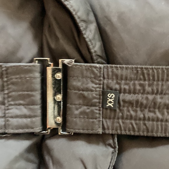 ADD DOWN***Black Belted Fur Hooded Coat***Size XXS - Picture 4 of 11